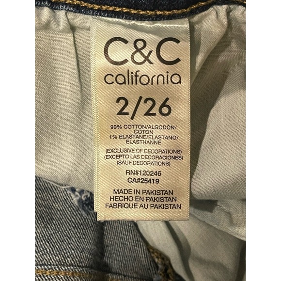 C&C‎ California Women's Slim Fit High Rise Distressed Blue Jeans Denim Size 2/26 - Picture 13 of 15